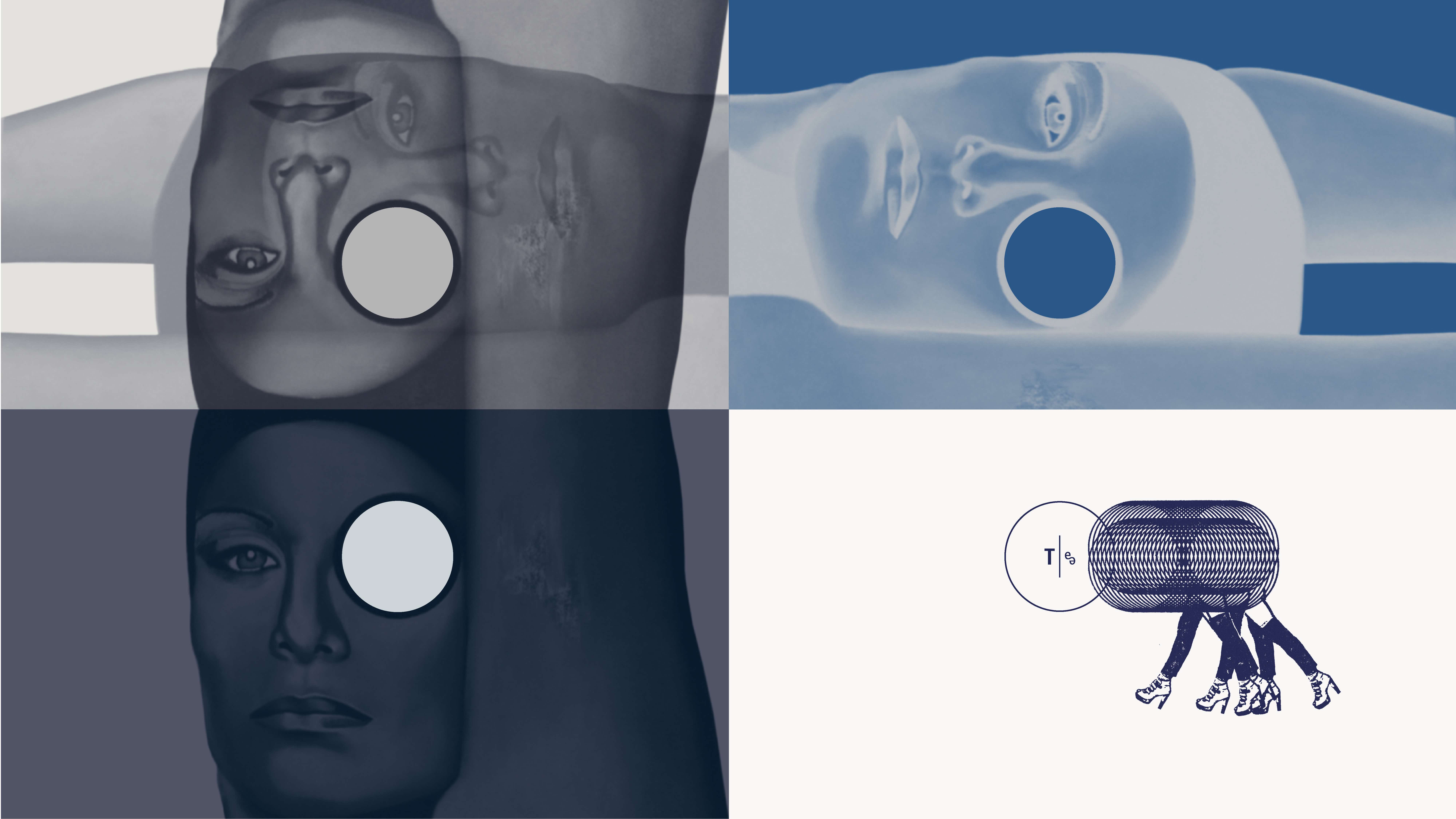 Kunstwerk mit drei Portraits