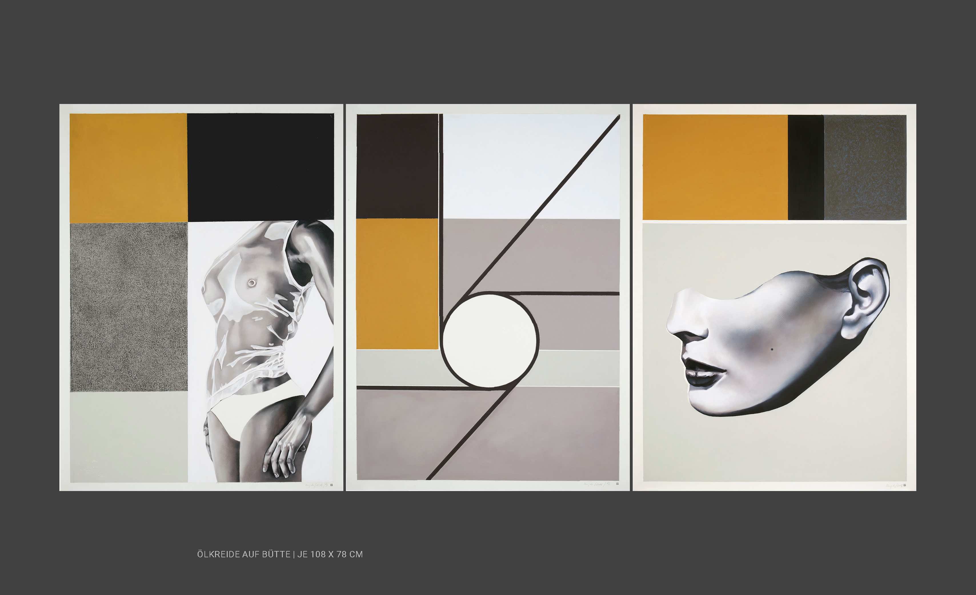 Serie grafische Kunst mit Akt und Portrait