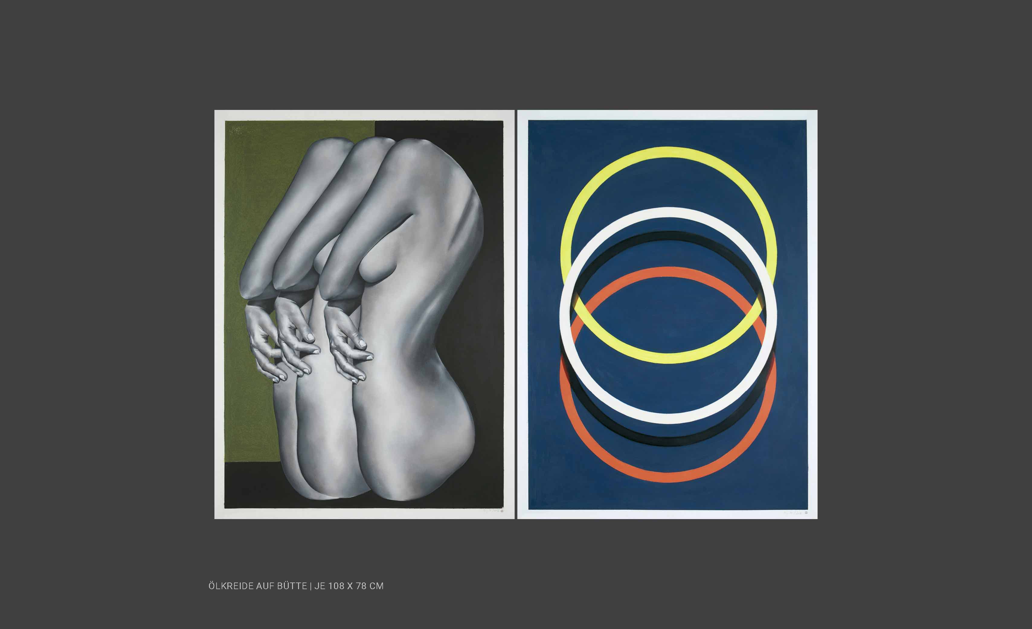 Aktmalerei auf Papier figurativ und grafische Abstraktion